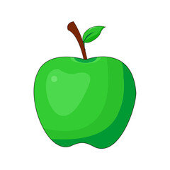 green apple isolated on white,simple illustration Apple fruit. Apple vector
