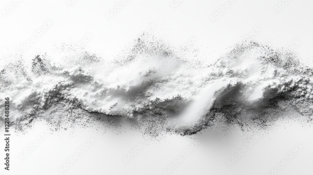 Poster abstract representation of white powder creating wave-like textures.