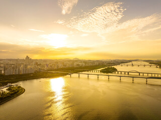 Naklejka premium 양화대교,당산철교,선유도공원,올림픽대로,한강시민공원,영등포구,한강,서울