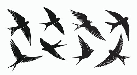 set of silhouettes of birds.
