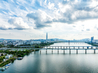 롯데월드타워,광진교,천호대교,잠실,송파구,한강시민공원,한강,서울