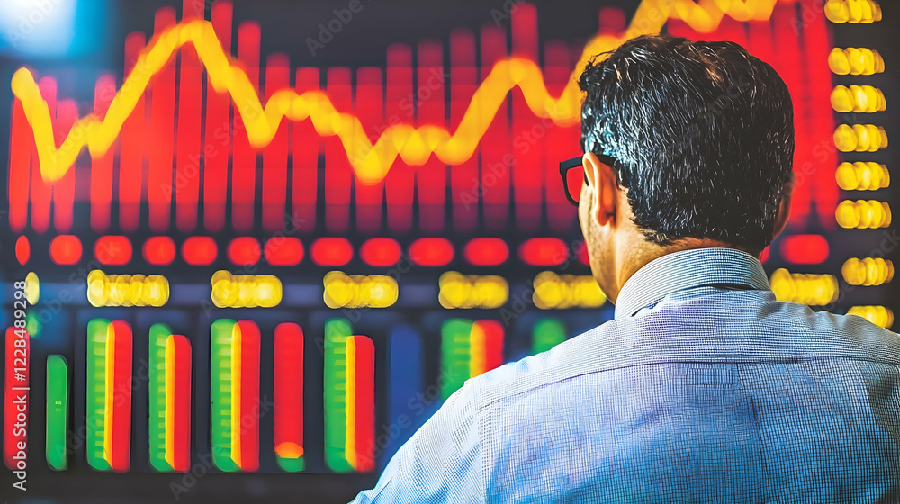 Aufkleber trader analyzes stock market data on screen