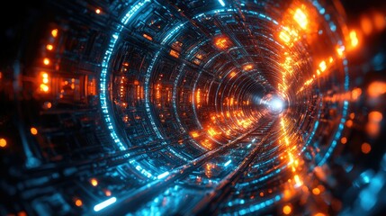 Obraz premium Futuristic glowing tunnel of intricate technological design
