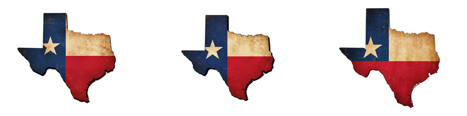Texas State Flag with Grunge Texture and Vintage Effect – Transparent Background PNG
