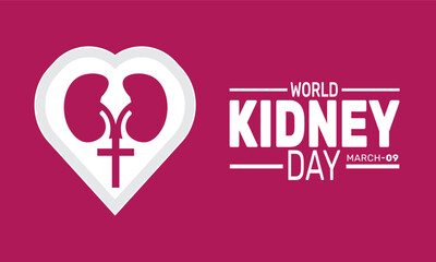 World Kidney Day is Celebrated in March. This holiday-themed design is perfect for backgrounds, banners, greeting cards, posters with text inscription, Classic social media posts.Vector
