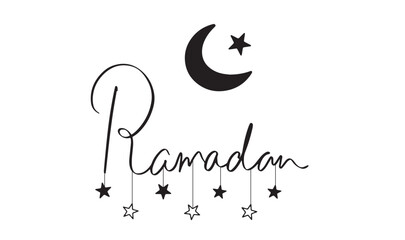 Obraz premium Ramadan moon star black color object icon sign symbol decoration ornament ramadan kareem eid mubarak april february march month 2025 year drawing eid ul fitr muslim islam religion night ramadan art