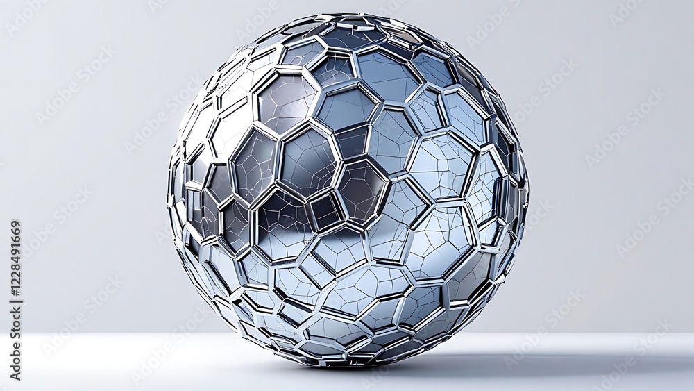 Poster hexagonal abstract sphere, 3d rendering.