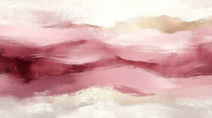 Obraz premium Abstract Pink Gold Swirl Painted Landscape