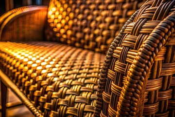Night Photography: Intricate Brown Woven Furniture Texture