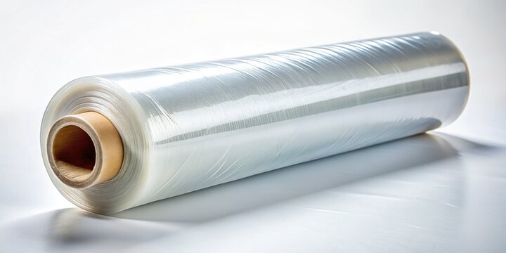 Plastic Stretch Wrap Film Roll Isolated on White Background - Packaging Supply