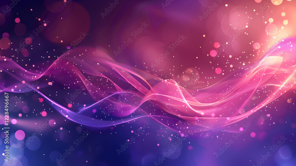 Poster a vibrant abstract background featuring colorful waves and bokeh effects.