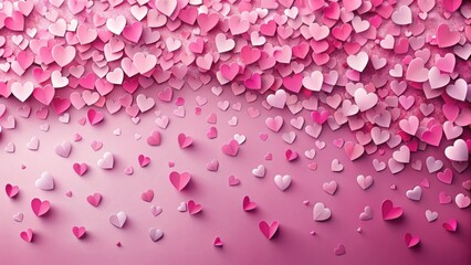 Obraz premium Pink Paper Hearts Confetti Overlay, pink hearts, celebration, pink hearts, celebration
