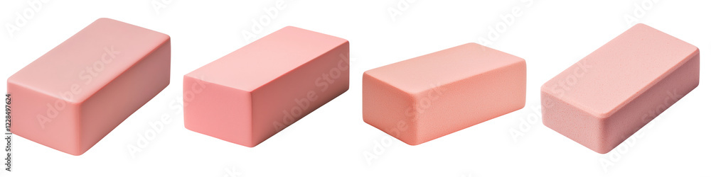 Poster rows of minimalist pink ceramic bricks in geometric arrangement abstract architectural background wi