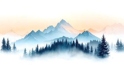 Mountain landscape with pastel color style background and texture nature misty environment