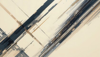 Obraz premium Abstract Beige and Dark Grey Linear Art Design