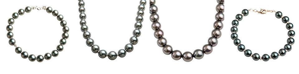 Exquisite collection of pearl jewelry featuring necklaces and bracelets with lustrous spherical pearls in various sizes colors and styles  Elegant sophisticated