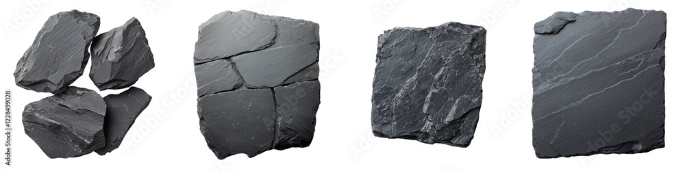 Poster textural abstract shapes and patterns created by the natural weathering and erosion of slate rock fo