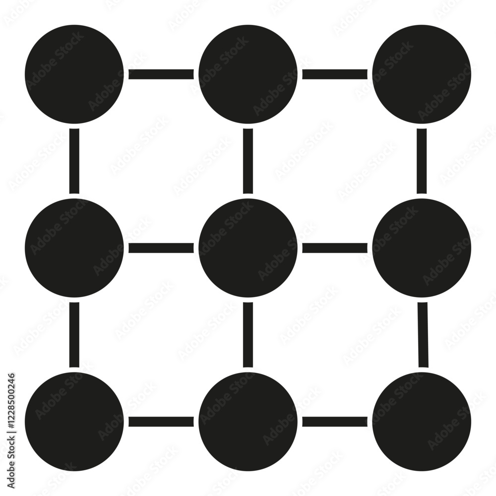 Aufkleber circular grid icon. minimal geometric layout. symmetrical dot structure. black vector design.