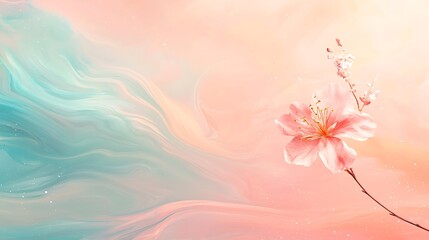 Serene floral artwork delicate blossoms on a dreamy pastel background with soft texture