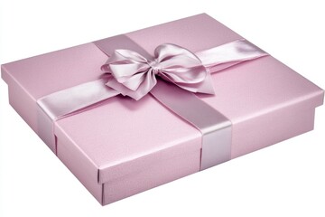 Obraz premium Gift box wrapped in pink satin ribbon placed on a white background ready for a special occasion