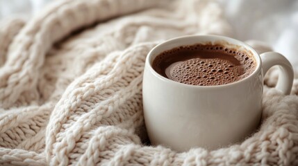 Enjoying warm coffee in cozy blanket home lifestyle indoor comfort