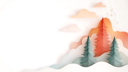 Fototapeta premium Nature scene with pastel color style background texture trees and mountains calm environment