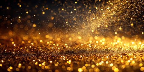 Glittering gold dust settles on a dark background, creating a mesmerizing pattern of shine and texture, evoking luxury and wealth , gold