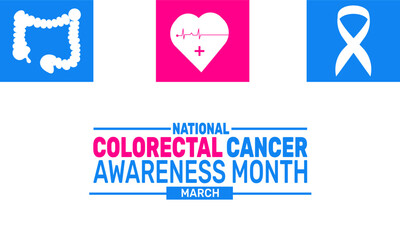 Fototapeta premium March is National Colorectal Cancer awareness month. This holiday-themed design is perfect for backgrounds, banners, greeting cards, posters with text inscription, Classic social media posts. vector