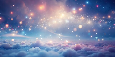 Celestial Dreamscape A Serene Vision of Sparkling Stardust and Soft Clouds Above