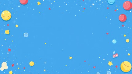 Colorful Planets and Stars Scattered Across a Blue Background