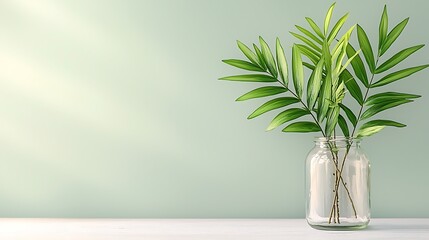 Obraz premium Elegant greenery in a pastel color style jar soft background and texture nature vibe