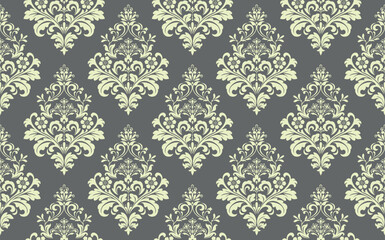 Floral pattern. Vintage wallpaper in the Baroque style. Seamless vector background. Gray and beige ornament for fabric, wallpaper, packaging. Ornate Damask flower ornament