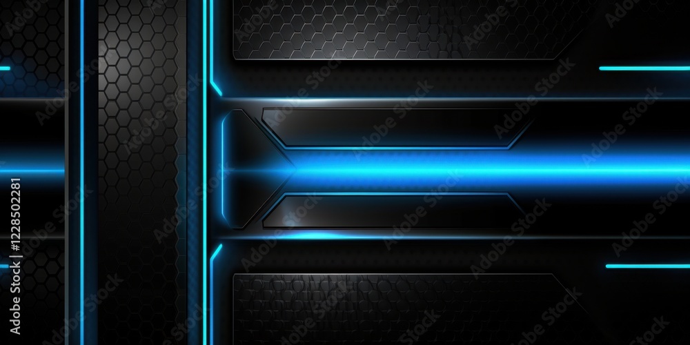Aufkleber abstract futuristic dark tech background with glowing blue lines and hexagonal pattern
