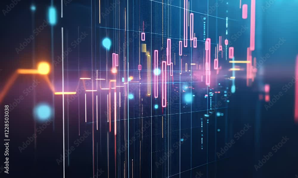 Poster abstract digital data flow, network visualization, futuristic technology, background for tech presen