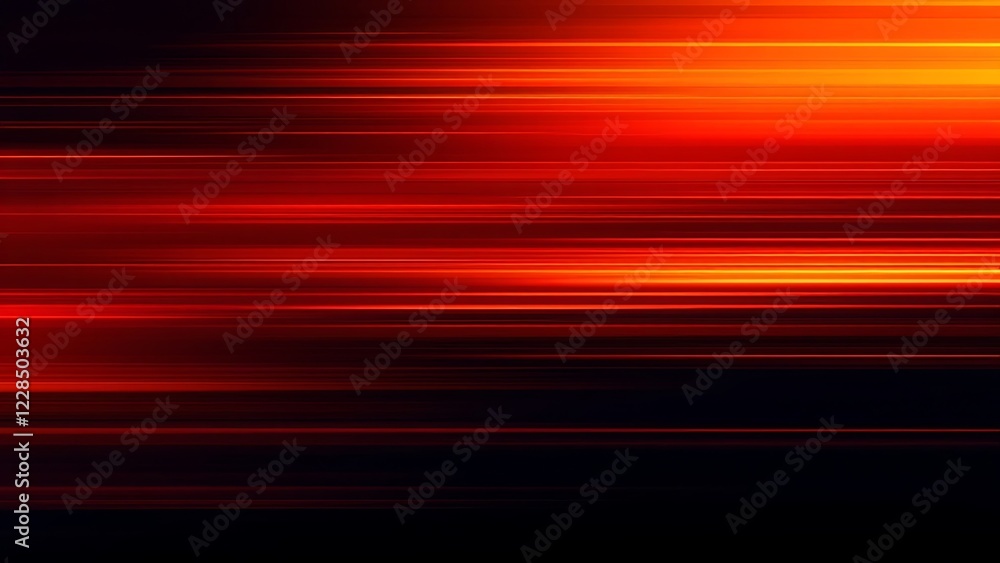 Aufkleber abstract blurred background with colorful stripes of light on dark orange and black, horizontal line