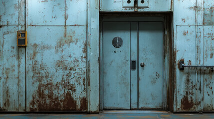 Naklejka premium Worker in Protective Gear Standing Against a Wall in Building