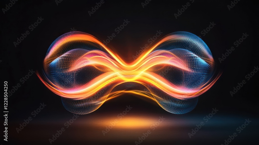 Poster vibrant abstract light waves in motion creating dynamic flow patterns