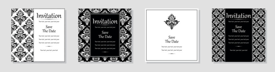 Set of abstract floral patterns. Vector seamless backgrounds. Perfect for invitations or announcements