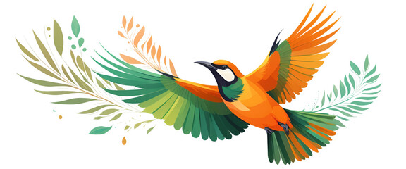 "Graceful Flight: Vibrant Birds in a Stylized Vector Illustration"