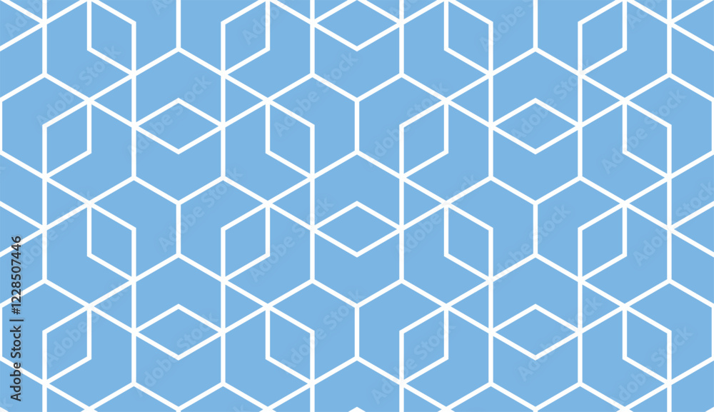 Poster The geometric pattern with lines. Seamless vector background. White and blue texture. Graphic modern pattern. Simple lattice graphic design