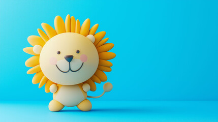 Obraz premium 3D illustration of a cute lion, a character for children