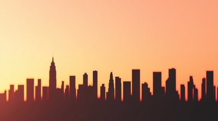 Fototapeta premium Urban sunset skyline silhouette cityscape evening aesthetic