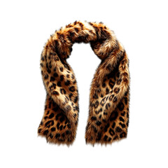 Faux Fur Scarf in Leopard Print Design Isolated on Transparent Background