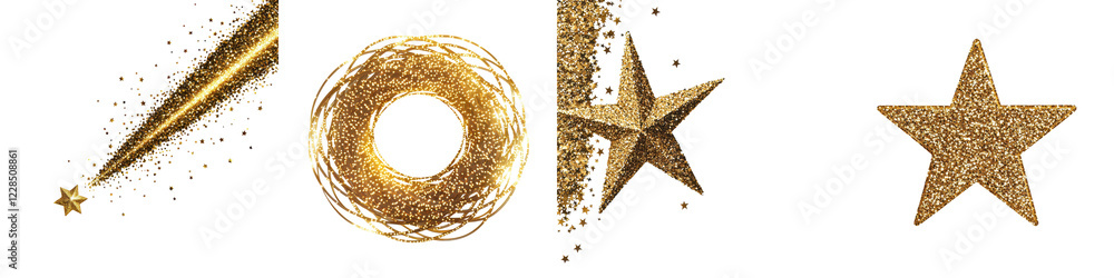 Poster dazzling celestial backdrop with sparkling golden stars shimmering cosmic elements and a mesmerizing