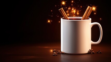 Warm spiced drink in white mug