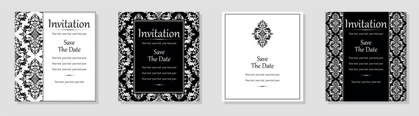 Set of abstract floral patterns. Vector seamless backgrounds. Perfect for invitations or announcements