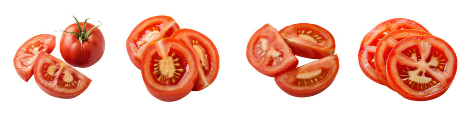 Freshly harvested organic red tomatoes on a white background ready for cooking nutrition and healthy eating  These juicy