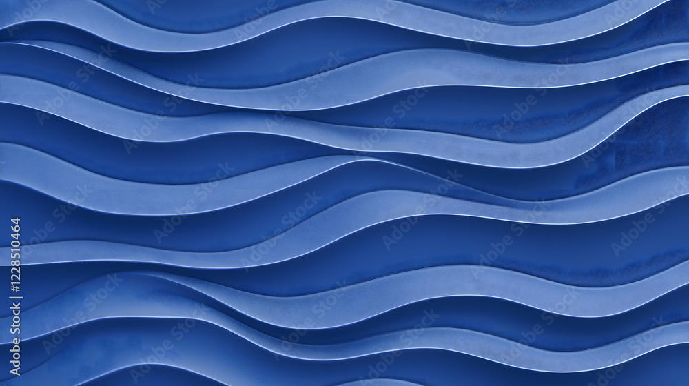Poster minimalist royal blue wavy pattern creating a soothing and modern design for interior spaces. genera