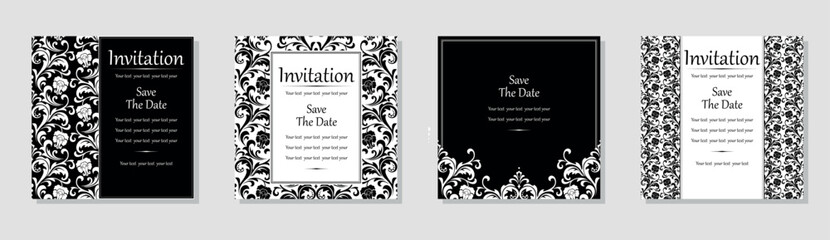 Set of abstract floral patterns. Vector seamless backgrounds. Perfect for invitations or announcements