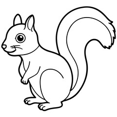 Cute Black Vector Squirrel Line Art Black Vector Silhouette Cartoon Illustratio